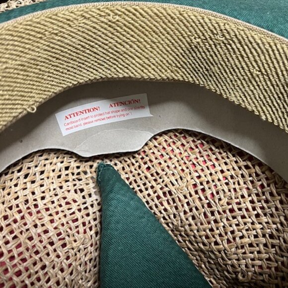 Dorfman Pacific Co Natural Fiber Straw Fedora Sun Hat w/Green Band - Picture 11 of 12